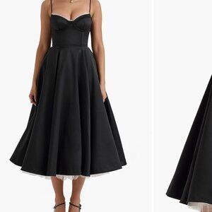 Mademoiselle Bustier Stretch Satin Midi Dress - L+ - NWT